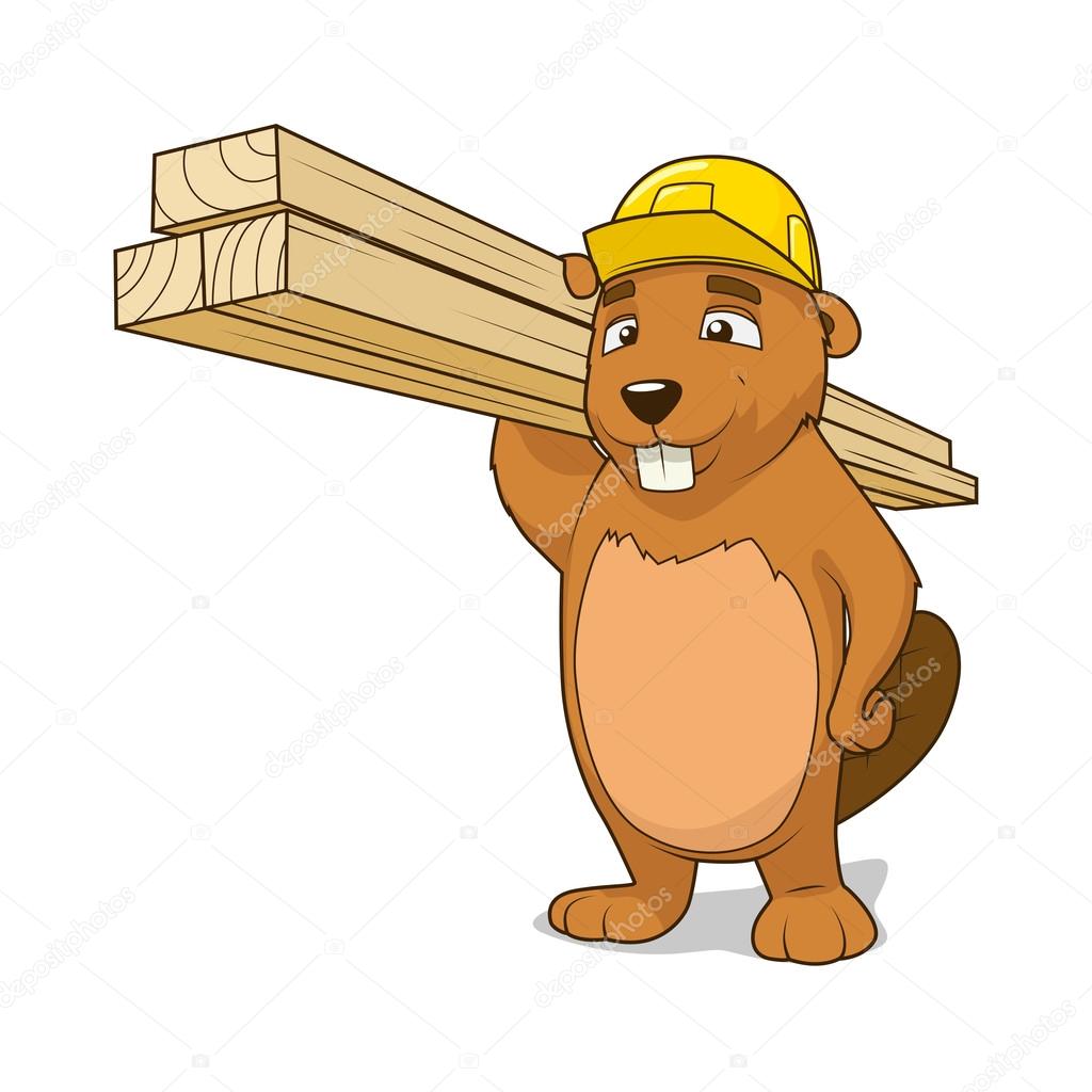 Beaver builder colorful cartoon character vector illustration