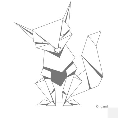 Origami kağıt fox vektör çizim