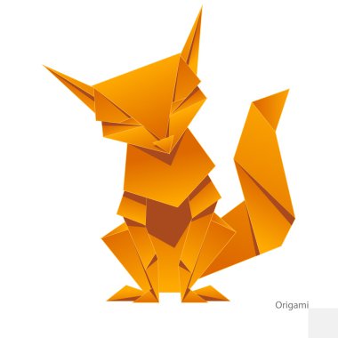 Origami kağıt fox vektör çizim