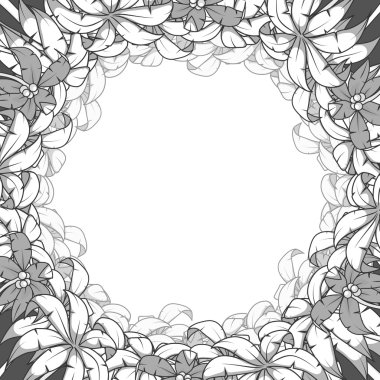 Yuvarlak palm çerçeve renksiz vektör çizim