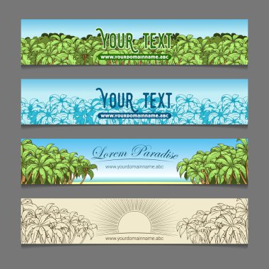 Banner reklamlar palmiye ağacı Tema vektör çizim