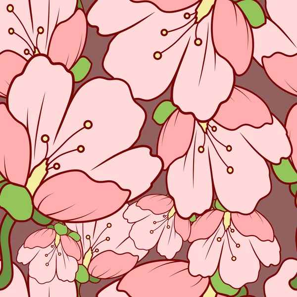 Ilustración de vector de patrón floral sin costuras — Vector de stock