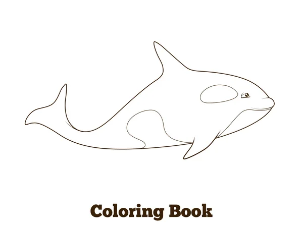 Ballena orca dibujos animados para colorear libro vector — Vector de stock