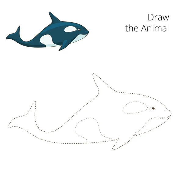 Aprender a dibujar animal ballena vector ilustración — Archivo Imágenes Vectoriales