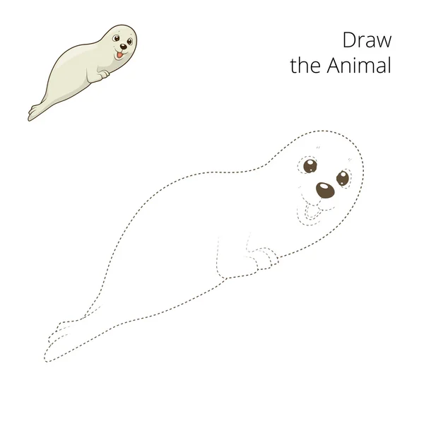 Imparare a disegnare animale sigillo vettoriale illustrazione — Vettoriale Stock