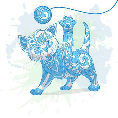Soyut süsleme vektör ile yavru kedi