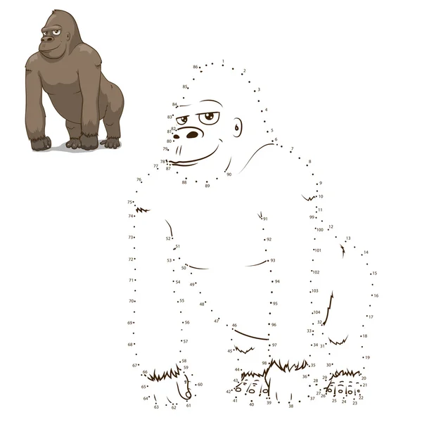 Dibujar el animal gorila juego educativo vector — Vector de stock