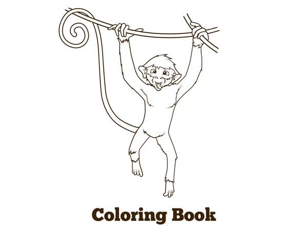 Desenho animado macaco colorir livro vetor ilustração — Vetor de Stock