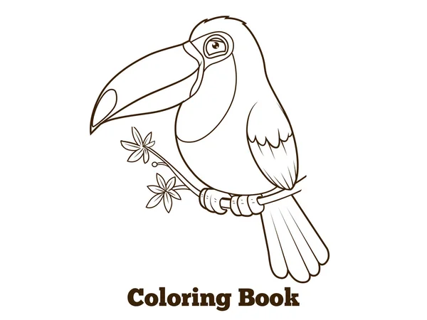 Toucan fågel cartoon coloring bok vektor — Stock vektor