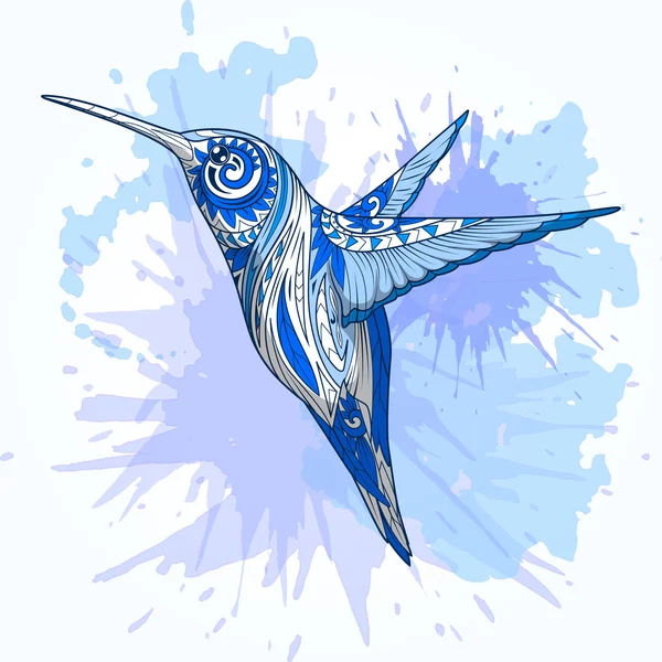 Kolibri mit abstraktem Ornamentvektor — Stockvektor