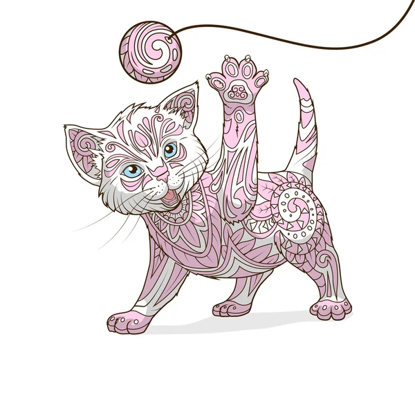 Gatinho com vetor de ornamento abstrato —  Vetores de Stock