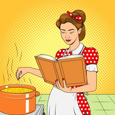 Çorba retro vektör yemek güzellik karısı