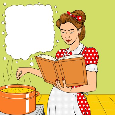 Çorba retro vektör yemek güzellik karısı