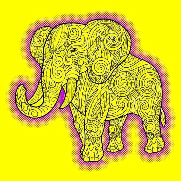 Olifant ornament etnische vectorillustratie — Stockvector