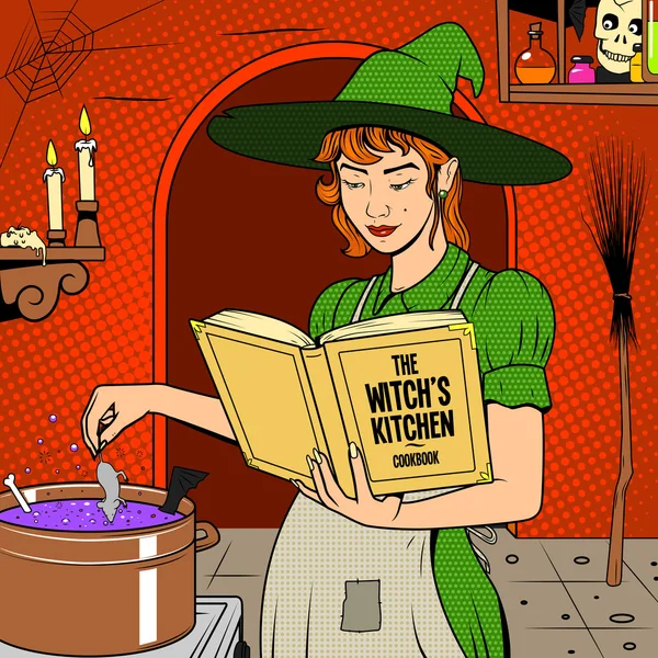 Witch preparing a potion vector illustration — Stock Vector