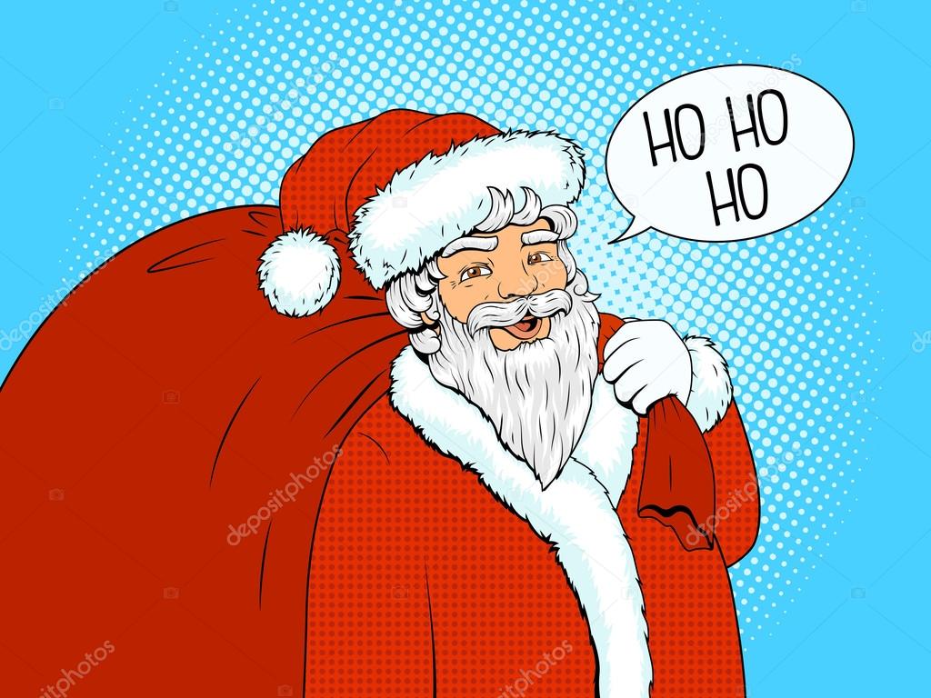 Santa Claus retro halftone vector illustration