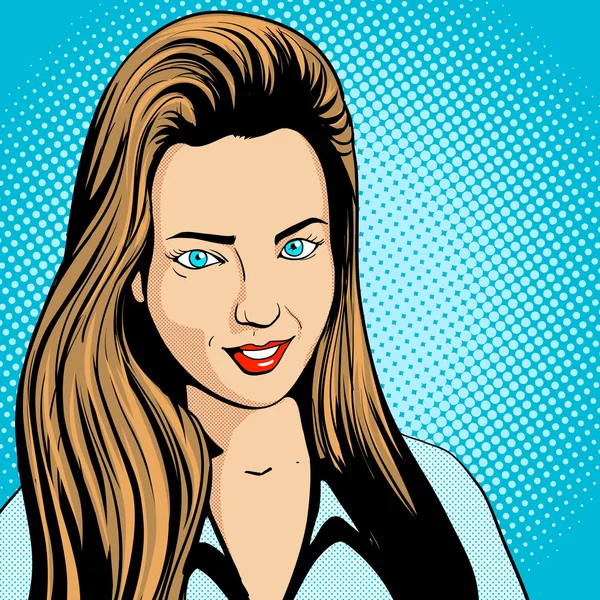 Mujer joven pop arte retro vector — Vector de stock