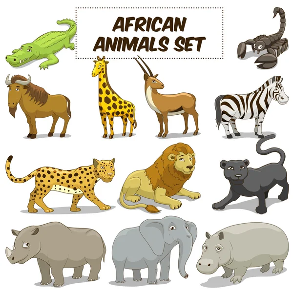 Caricature africaine savane animaux set vecteur — Image vectorielle