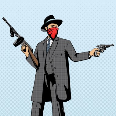 Gangster silah soygun pop sanat vektör ile