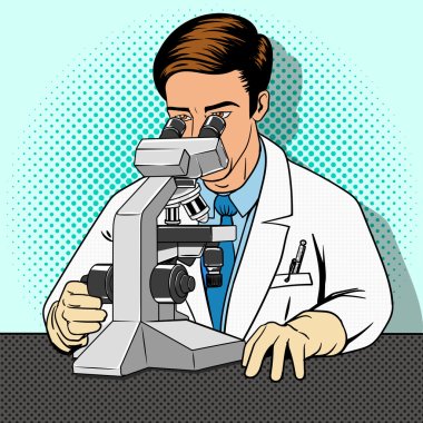 Medical scientist with microscope vector clipart
