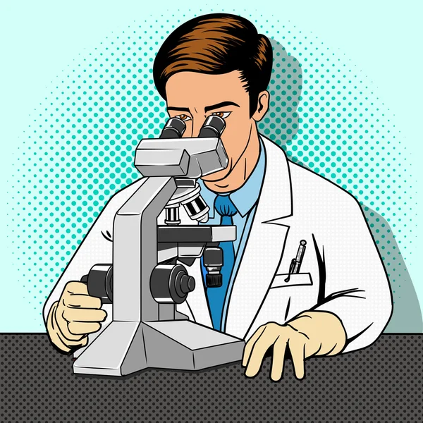 Médecin scientifique avec vecteur de microscope — Image vectorielle