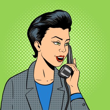 İş kadını ile telefon vektör