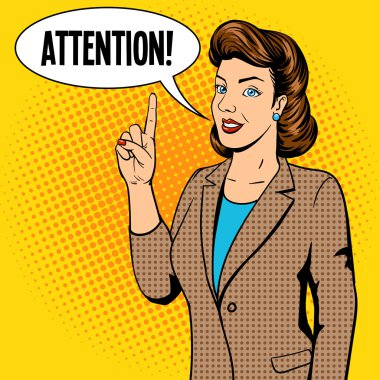 Kadın işaret parmak hareketi pop sanat vektör