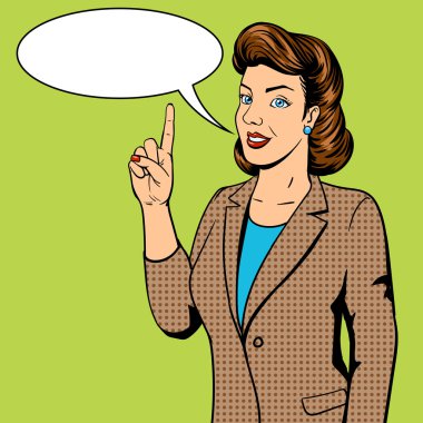 Kadın işaret parmak hareketi pop sanat vektör