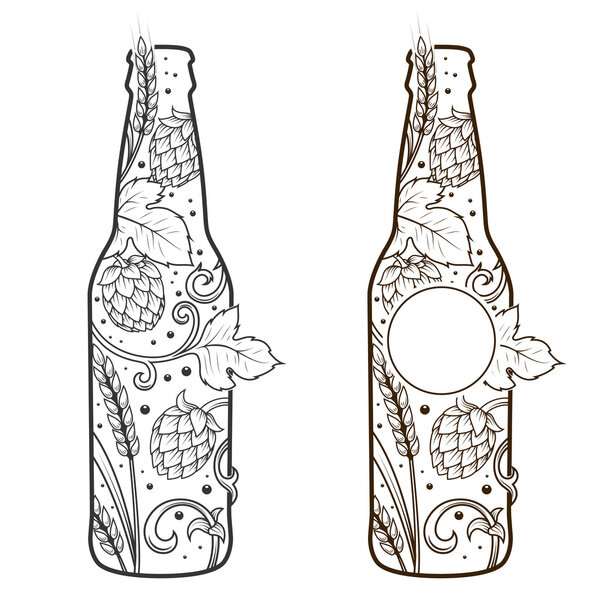 Beer bottle abstract ornament vector