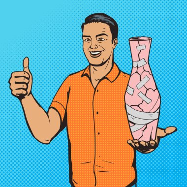 Adam vazo koli bandı pop sanat vektör ile sabit.