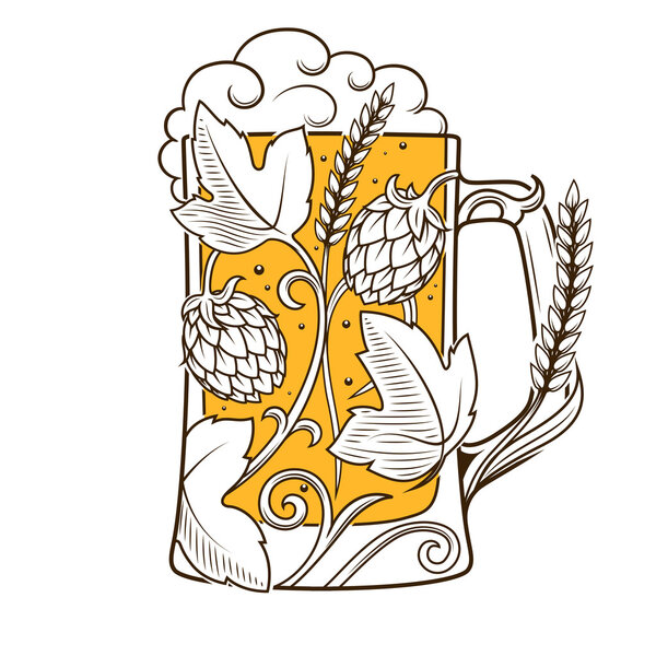 Beer mug abstract ornament vector