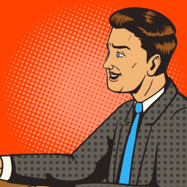 Pop art retro tarzı vektör gülümseyen adam