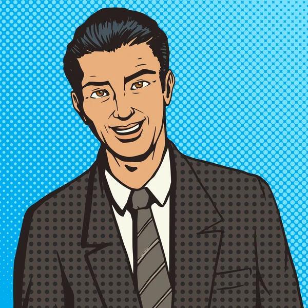 Exitoso hombre de negocios pop arte estilo vector — Vector de stock