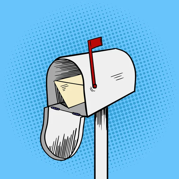 Briefkasten Pop Art Stil Vektor Illustration — Stockvektor