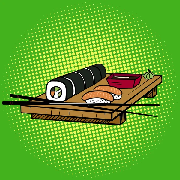 Sushi rotola vettore stile pop art — Vettoriale Stock