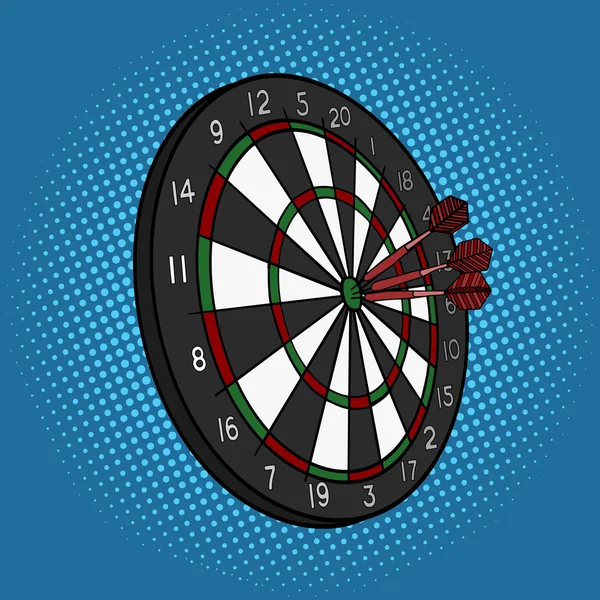 Darts megüt cél pop-art stílusban vektor — Stock Vector