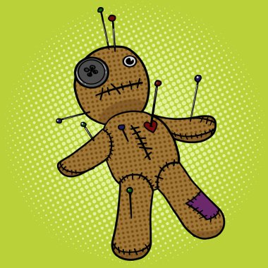 Vudu bebeği pop sanat stil vektör çizim