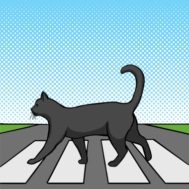 Kara kedi kapısı yol pop sanat stil vektör