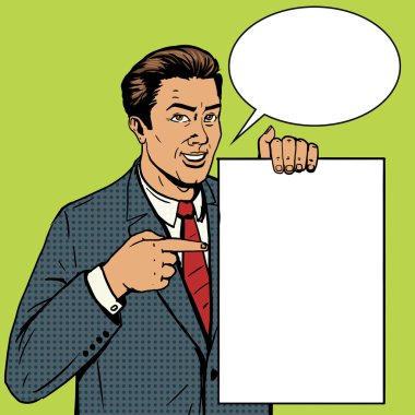 İşadamı göstermek poster pop sanat stil vektör