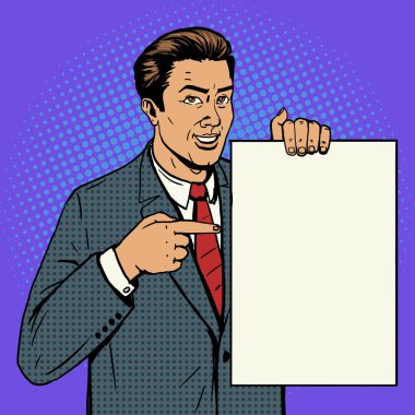 İşadamı göstermek poster pop sanat stil vektör