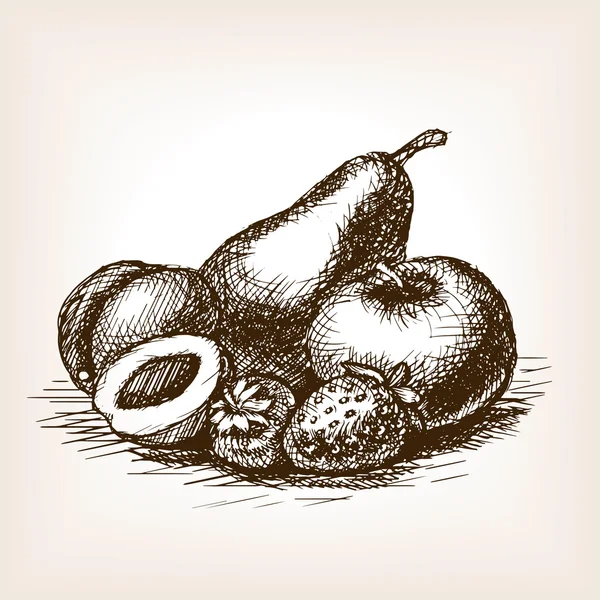 Fruits dessiné à la main vecteur de style croquis — Image vectorielle