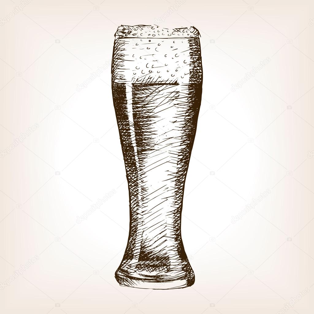 Glass of beer sketch style vector