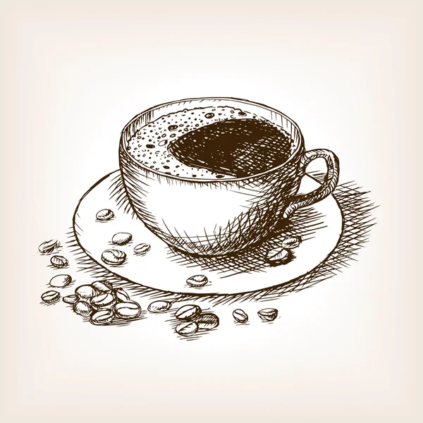 Coupe de café dessiné à la main vecteur de croquis — Image vectorielle