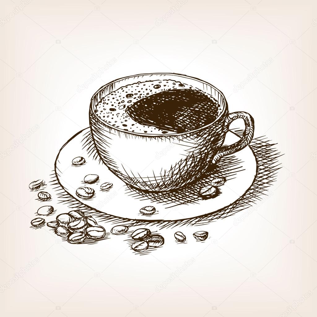Cup of coffee hand drawn sketch vector
