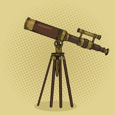 Eski teleskop pop sanat stil vektör