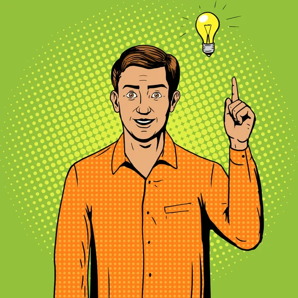 Man got a great idea pop art style vector — Stockový vektor