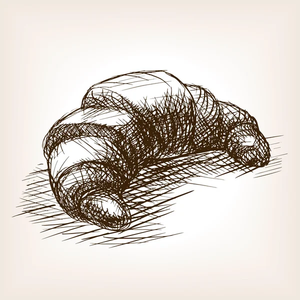 Croissant dibujo estilo vector ilustración — Vector de stock