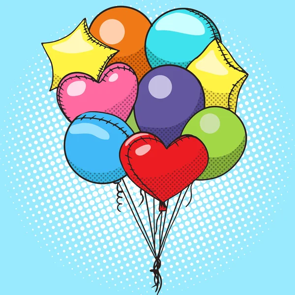 Ballonnen kleurrijke pop-art stijl vector — Stockvector