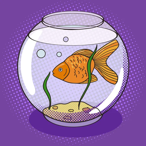 Goldfisch im Fischschale Pop Art Stil Vektor — Stockvektor