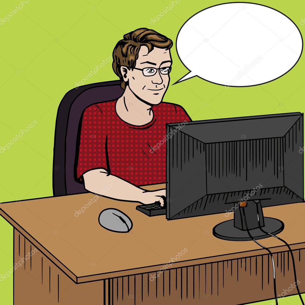 Software developer at work comic book style vector Stock Vector Image by  ©AlexanderPokusay #98342414
